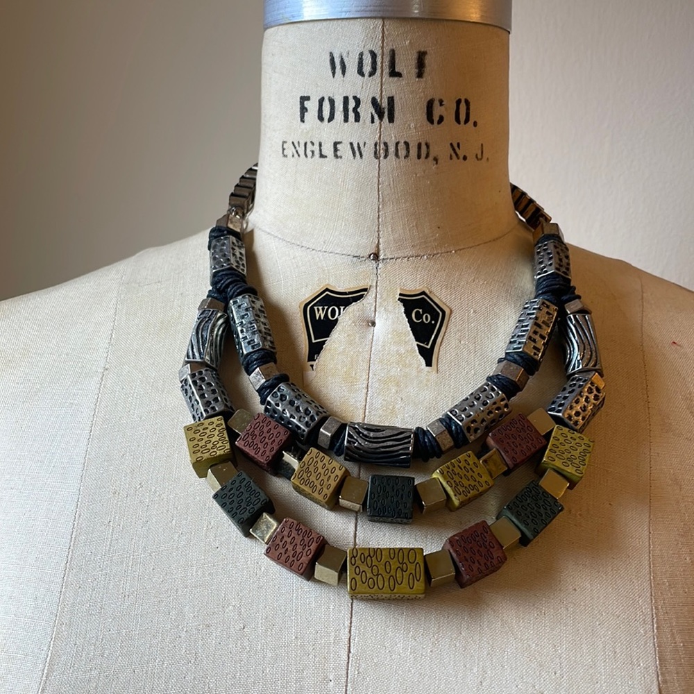 Afro inspired mixed media necklace